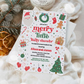 Vrolijk klein kerstBaby shower rood en blauw Kaart