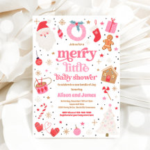 Vrolijk klein kerstBaby shower rood en roze