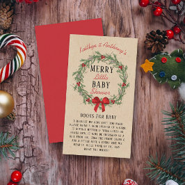 Vrolijk klein kerstboeken Baby shower voor Baby Informatiekaartje
