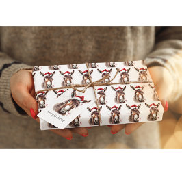 Vrolijk klein kerstezeltje cadeaulabel