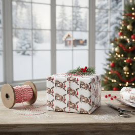 Vrolijk klein kerstezeltje inpakpapier vel