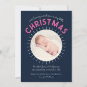 Vrolijk klein kerstfeest geboorte aankondiging (Voorkant)