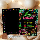 Vrolijk klein kerstfeest Neon Santa Holiday Party Kaart