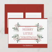 vrolijk klein kerstfeest rood en groen briefkaart (Voorkant / Achterkant)