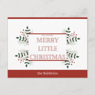 vrolijk klein kerstfeest rood en groen briefkaart