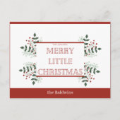 vrolijk klein kerstfeest rood en groen briefkaart (Voorkant)