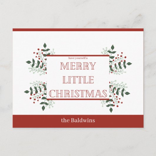 vrolijk klein kerstfeest rood en groen briefkaart (Voorkant)