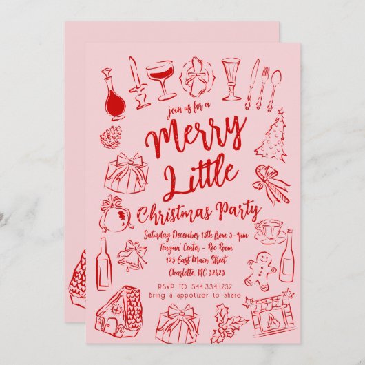 Vrolijk klein kerstfeest uitnodiging (Voorkant / Achterkant)