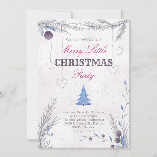 Vrolijk klein kerstfeest uitnodiging (Voorkant)