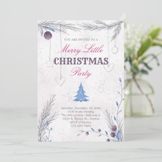 Vrolijk klein kerstfeest uitnodiging (Staand voorkant)