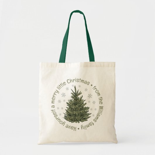 Vrolijk klein kerstfeest, vakantieboom groen tote bag (Voorkant)