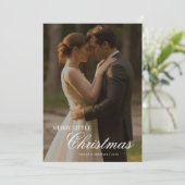 Vrolijk klein kerstgezellig paar Groet Feestdagenkaart (Staand voorkant)