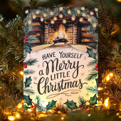 Vrolijk klein kersthaardje feestdagen kaart