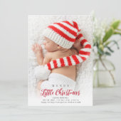 vrolijk klein Kerstmis foto geboorte aankondiging (Staand voorkant)
