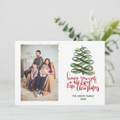 Vrolijk klein Kerstmis fotokaart Feestdagenkaart (Staand voorkant)