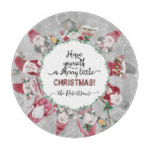 Vrolijk klein Kerstmis Gnome Santas Elf Sneeuwvlok Snijplank (Voorkant)