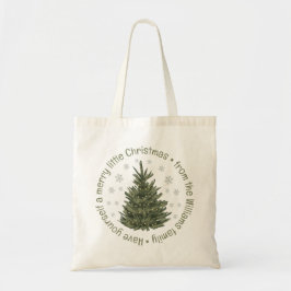 vrolijk klein Kerstmis, kerstboom groen Tote Bag