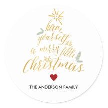 Vrolijk klein Kerstmis ronde sticker