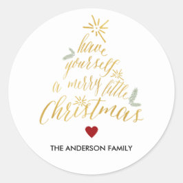 Vrolijk klein Kerstmis ronde sticker