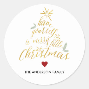 Vrolijk klein Kerstmis ronde sticker