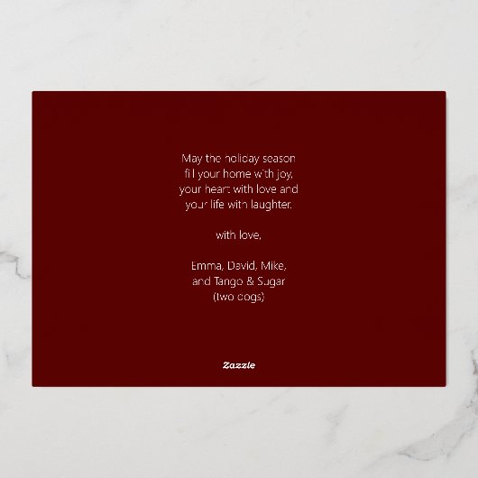 Vrolijk klein kerstmis rood goud moderne foto folie feestdagenkaart (Achterkant)