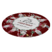 Vrolijk klein Kerstmis Rood Grijs Gnomen Santa hoe Snijplank (Hoek)