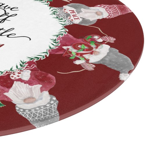 Vrolijk klein Kerstmis Rood Grijs Gnomen Santa hoe Snijplank (Hoek)