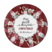 Vrolijk klein Kerstmis Rood Grijs Gnomen Santa hoe Snijplank (Voorkant)