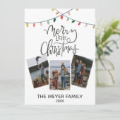 Vrolijk klein kerstscript kerstverlichting feestdagenkaart (Staand voorkant)