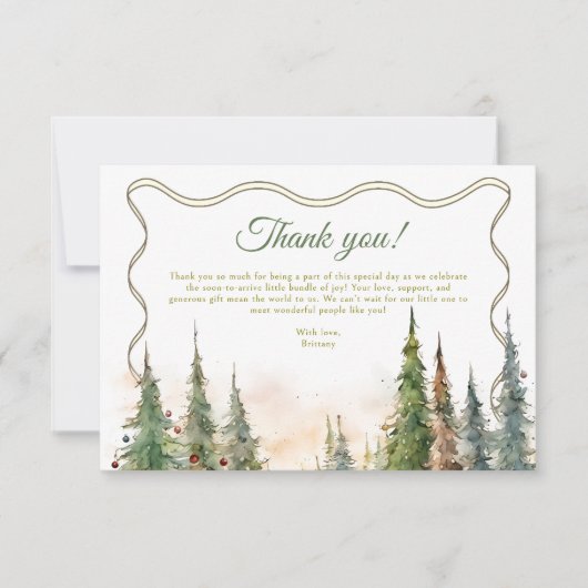 Vrolijk klein kerstwinter Baby shower Bedankkaart (Voorkant)