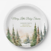 Vrolijk klein kerstwinter Baby shower Papieren Bordje (Voorkant)