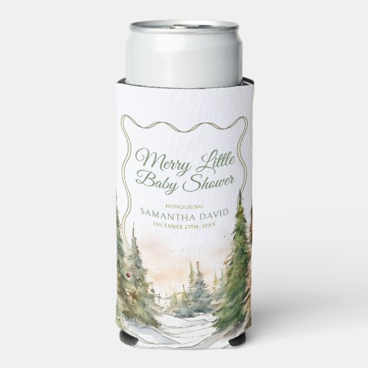 Vrolijk klein kerstwinter Baby shower Seltzer Blikjeskoeler (Seltzer Voorkant)