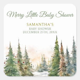 Vrolijk klein kerstwinter Baby shower Vierkante Sticker