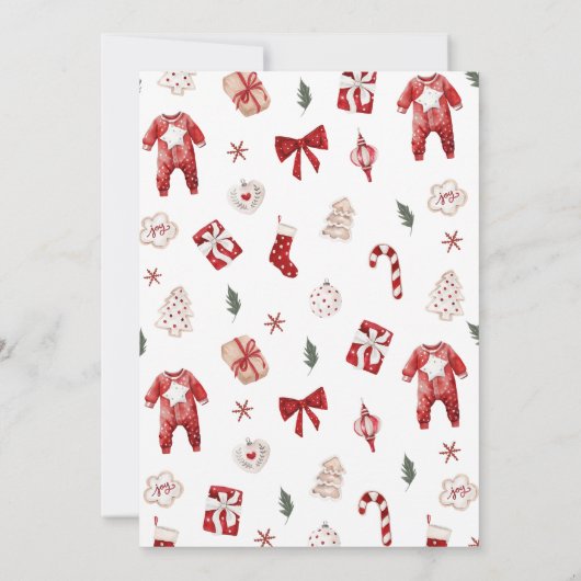 Vrolijk klein rood winter kerst Baby shower Kaart (Achterkant)