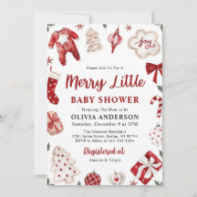 Vrolijk klein rood winter kerst Baby shower