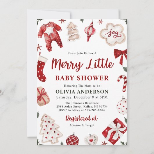 Vrolijk klein rood winter kerst Baby shower Kaart (Voorkant)