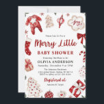 Vrolijk klein rood winter kerst Baby shower Kaart<br><div class="desc">Vrolijk kleine rode winter kerst Baby shower uitnodiging</div>
