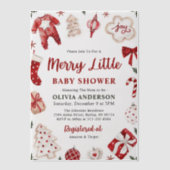 Vrolijk klein rood winter kerst Baby shower Vellum Uitnodigingen (Voorkant)