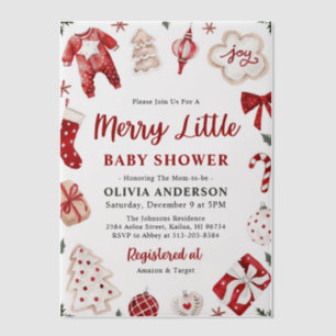 Vrolijk klein rood winter kerst Baby shower Vellum Uitnodigingen