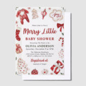 Vrolijk klein rood winter kerst Baby shower Vellum Uitnodigingen (Offset)