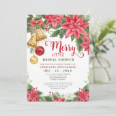 Vrolijk klein Vrijgezellenfeest Kerstmis Poinsetti Kaart (Staand voorkant)