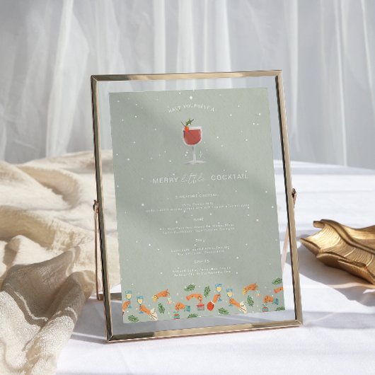 Vrolijk kleine cocktail | Retro Kerst Drink Poster