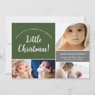 Vrolijk kleine kerstgroene foto's met Baby Bedankkaart