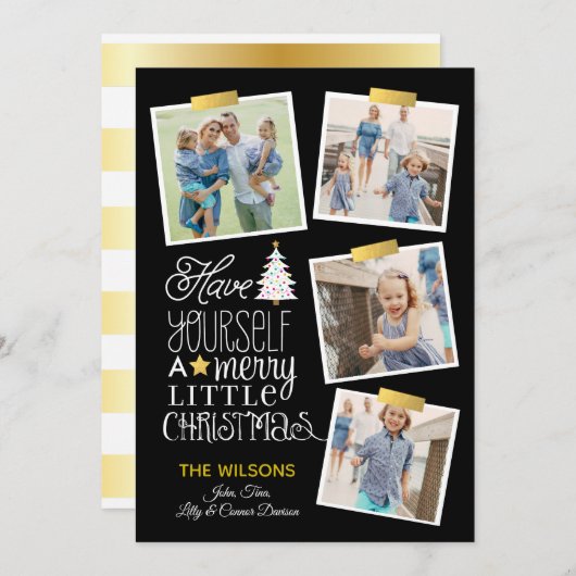 Vrolijk kleine kerstmomentopnamen - EDITABLE KLEUR Feestdagenkaart (Voorkant / Achterkant)