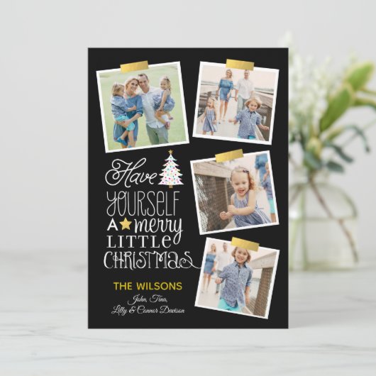 Vrolijk kleine kerstmomentopnamen - EDITABLE KLEUR Feestdagenkaart (Staand voorkant)