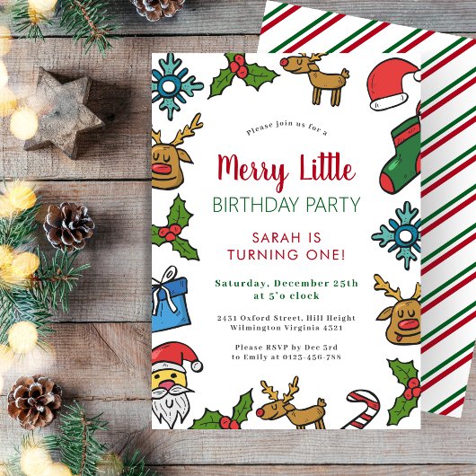 Vrolijk kleine verjaardag Kerstmis Winter Kaart