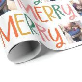 Vrolijk kleurrijk Kerstmis foto plezier Cadeaupapier (Rol Hoek)