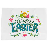 Vrolijk kleurrijke paaseieren met grote cadeautas (Achterkant)