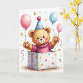 Vrolijk Knuffeldier Kaart (Gele Bloem)