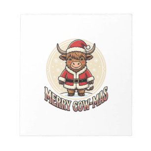 Vrolijk Koe Kerstmis Hoogland Koe Kerstshirt Ontwe Notitieblok